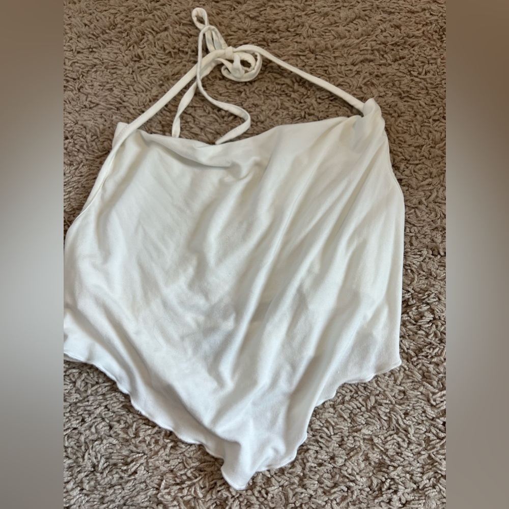 White halter crop top with tiered front